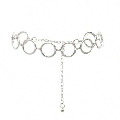 Cadena de cintura metálica plateada brillante para mujer, versátil para ceñir la cintura, cinturón de cadena retro de moda, adecuado para combinar con vestidos, gabardinas y vaqueros para salidas diarias y fiestas
