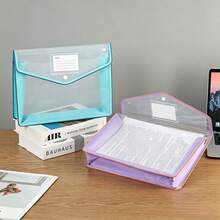 33*25*7cm File Folder, Buckle Macaron Transparent 3D File Bag, FC Large Capacity, Textbook Document Bag, Test Paper Storage Bag, Multi-Color Options, Accordion Office Contract Document Storage Bag, Student Test Paper Bag, Waterproof Storage Bag - Document Bag - View 1