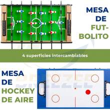 BREEZEE Mesa Multijuegos 4 en 1, Tamaño Portátil, Mesa Futbolito, Mesa de Billar, Mesa de Hockey de Aire y Mesa de Pong, Mesa Multijuegos para Adultos Y Niños con Juegos Intercambiables - 1 - Ver 6