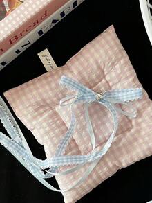 2pcs Kawaii Blue Gingham Bow Hair Clips With Tassel Ribbon, Rhinestone Decorated Hair Barrettes For Women, Sweet Preppy Style Hair Accessories,Travel,Birthday - Baby Blue - View 4