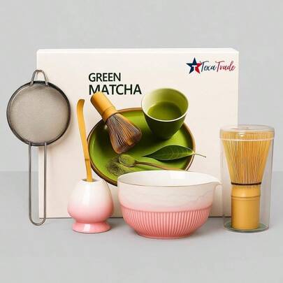 Matcha Tea Set - 5-Pieces Of Matcha Whisk Set With Matcha Bowl, Scoop, Chasen, Strainer Whisk Holder - Traditional Japanese Matcha Whisk Kit Tea Lovers