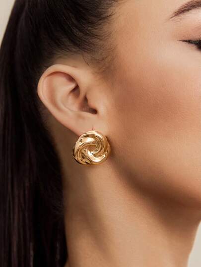 Altistry 1 Pair Gothic Punk Style Minimalist Hollow Flower Metal Earrings, Fashion Jewelry Gift For Women, Suitable For New Year Party, Ball, Vacation