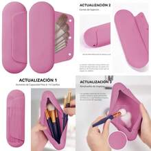 Estuche para Brochas de Maquillaje de SiliconaSoporte para Brochas de Maquillaje Magnético Cierre Magnético Mejorado Soporte de viaje Portátil Impermeable para Brochas - Morado - Ver 1