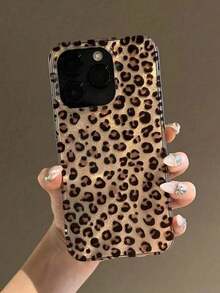 Luxury Leopard Print Shell Texture Phone Case, For IPhone 17 Pro Max 17 Pro 17 Air 17 16 15 14 Plus 13 12 Pro Max 11, Fashion Shockproof Back Cover - Small Leopard Print - View 3