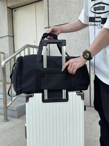 1個多功能大容量健身旅行背包，附乾濕分區、隱藏式肩帶與拉桿把手，適合青少年時尚，黑色/黃色/灰色/湖藍色，現代運動風，適用於短途旅行與城市探索 - 彩色 - 查看 8