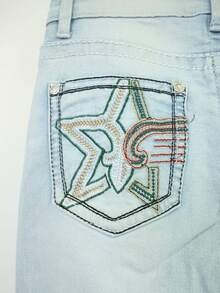 Flattering Flared Denim Pants With Decorative Pockets For A Unique Look. - Sky Blue LMKF82010guion1 - View 9