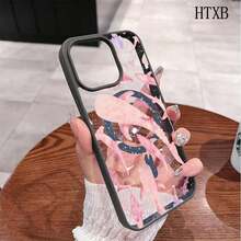 ピンクシャーク群柄のMagSafe対応マグネット式スマホケース  17 16 15 14 13 12 Pro 11 XS Plus Max  S22 S23 S24 S26を使う 耐衝撃性ハイブリッドクリアシェル スタイリッシュなパターンケース - ピンク - チェックする 6