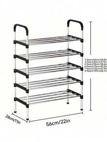 1pc Adjustable Multi-Tier Metal & Plastic Shoe Rack - Freestanding Shoe Organizer Shelf, Suitable For Entryway, Hallway, Bedroom, Living Room - Easy Assembly, Space-Saving Design, Fits Various Room Types - View 2