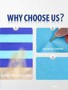 高品质防沙沙滩毯 - 大尺寸、轻便、防水防沙沙滩垫，适合 4-7 人使用。大尺寸速干户外野餐垫。适合旅行、露营、徒步和野餐（蓝色混色）。 - B - 查看 10