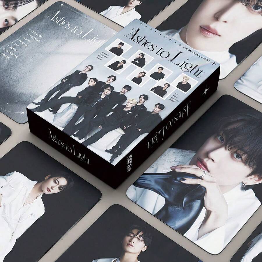 55pcs/Box Photo Cards, Japan Limited Edition Ashes To Light K-POP Merchandise, SKZ Fan Goods, Collectible Photo Cards, Stickers, Holiday Gifts - Multicolor - View 1