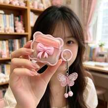 Vỏ đựng tai nghe hình bướm nơ 3D màu hồng dễ thương tương thích với Apple 1/2, Pro, 3, Pro 2, 4 - Hồng - Xem 9
