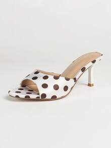 Elegant Solid Color High Heels, Elegant Fabric Ruffle Party Shoes For Outdoor Party - White Noodles/coffee - View 7