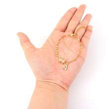 1 pièce Bracelet chaîne de lèvres en acier inoxydable doré avec nœud et lettre, style minimaliste et à la mode pour femmes - Or jaune - Voir 3