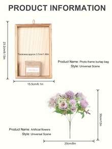 1pc Wooden Art Wall Frame With Artificial Flower Vase, Suitable For Spring/Summer Home Decor, Bedroom/Living Room Decoration, Wedding Season, Mother's Day/Teacher's Day Gift - Retro Photo Frames - View 7