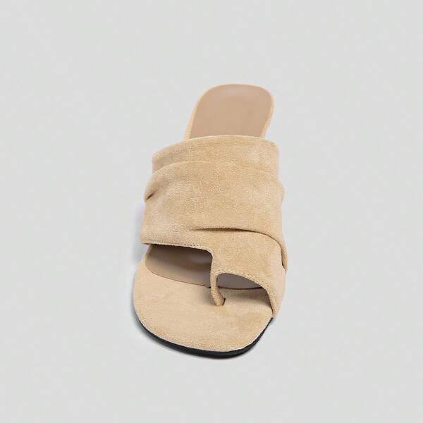 FEIAONI Chinelos de Salto Agulha Peep Toe de Camurça para Mulheres, Sandálias de Salto Alto para Uso Externo no Verão