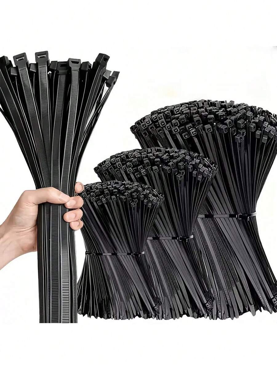 100 unidades/Vários tamanhos, abraçadeiras de nylon pretas industriais com travamento automático de alta resistência, abraçadeiras de plástico com travamento automático, abraçadeiras para agrupamento de cabos, abraçadeiras de nylon com travamento automático, abraçadeiras, abraçadeiras de vedação multiuso, alta resistência, não quebram facilmente, classificação de fios