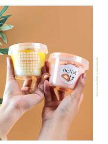 25pcs Reusable Leak-Proof Plastic Cups With Lids And Spoons, Suitable For Cakes, Puddings, Desserts, Hot And Cold Drinks, Great For Parties, Takeout And Outdoor Use, Fun Cup Design, Durable Plastic - Transparent - View 4