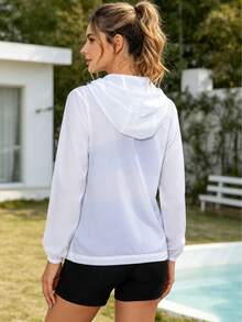 1 pieza Chaqueta casual ligera para mujer, versátil y delgada para exteriores, ideal para montar, viajar y empacar, adecuada para deportes y escalada - Blanco - Ver 2