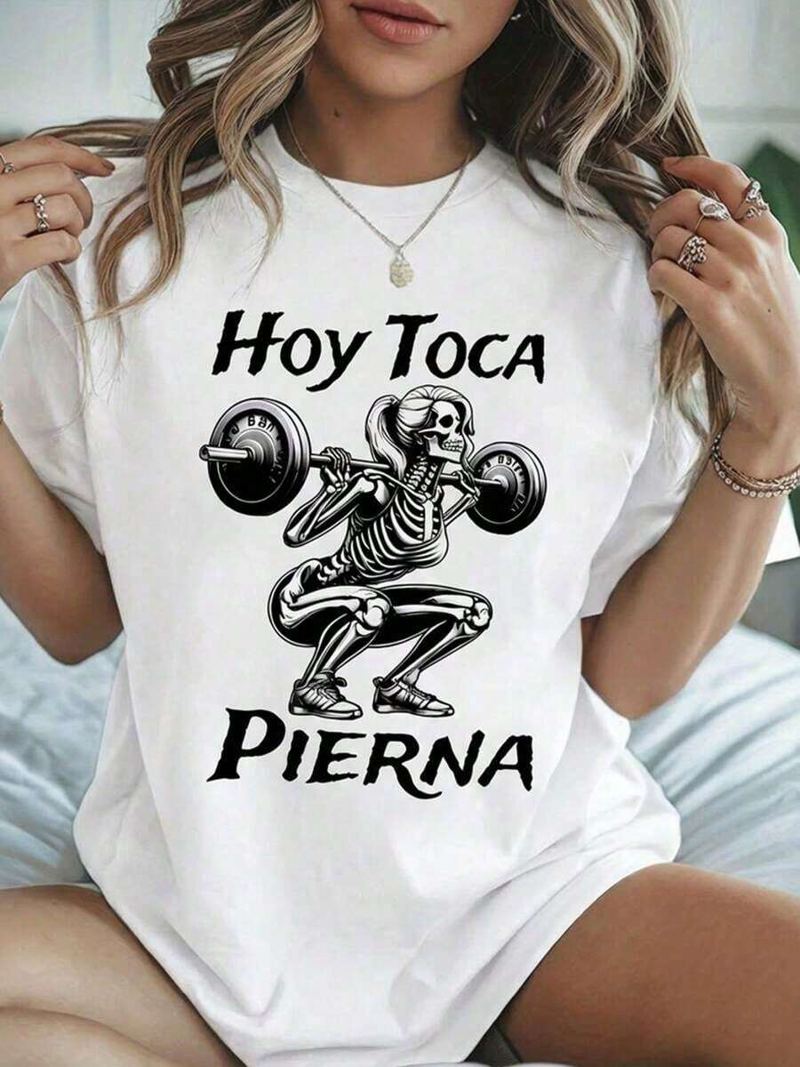 Fashionable New Women Short-Sleeve T-Shirt With A Round Neck Featuring A Unique Design Of English Letters And A Skull Patternsommer Outfit Damen - White - View 1