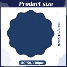 20Pcs Navy Blue Scalloped Paper Placemats Disposable Waterproof Table Round Place Mat 13.5 Inch Stain Proof Kitchen Dining Decor For Christmas Birthday Wedding Tea Party - NavyBlue - View 3