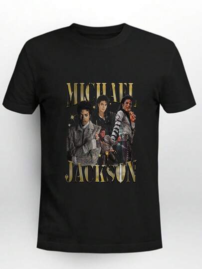Vintage Graphic Print Men's T-Shirt, Oversized Crew Neck Casual Streetwear Short Sleeve Tee 100% Cotton Black T Shirt Unisex