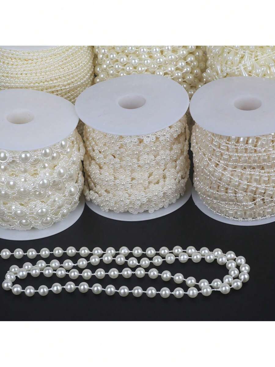Cadena de perlas falsas de ABS con adorno de cuentas para manualidades, decoración de ropa y DIY - G-beige - Ver 1