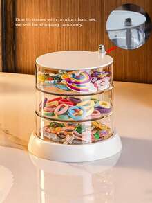 OBOVAY 1pc 360 Degree Rotating Storage Box With Multi-Layer Transparent Dome Cover | White Base And Clear Dividers, Ideal Nursery Storage Organizer - Multicolor - View 10