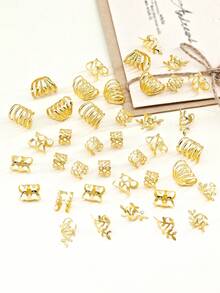 40Pcs Alloy Loc Jewelry For Hair Braid Jewelry Accessories For Women And Girls Metal Hair Rings Cuffs Clips For Dreadlock Hair Braids Jewelry Decorations For Party - Gold - View 4