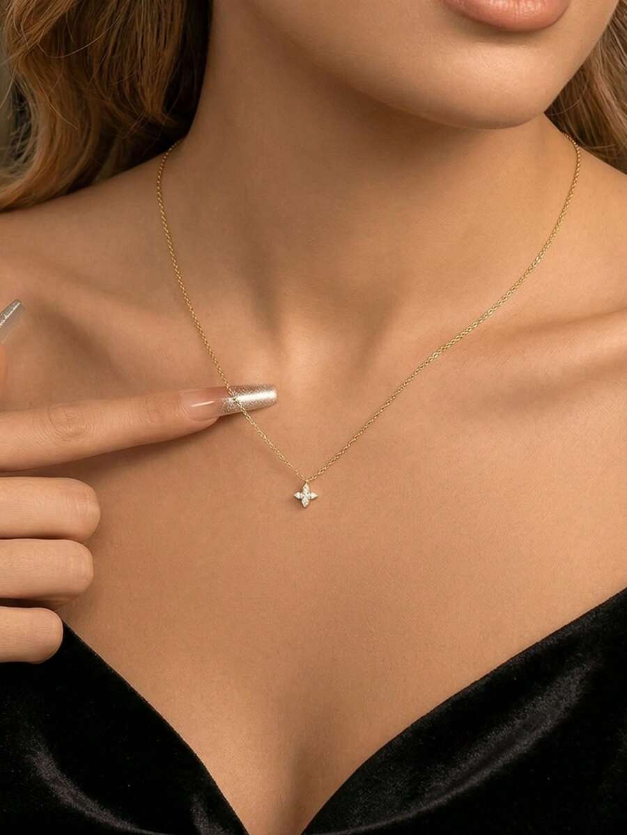 1 chiếc vòng cổ hình ngôi sao bát giác nhỏ bằng bạc Sterling S925, mạ vàng, không gây dị ứng, trang sức nữ nhỏ nhắn và tinh tế với đá Cubic Zirconia. Mặt dây chuyền hình ngôi sao nhỏ xinh, tối giản và thanh lịch, phù hợp để đeo hàng ngày, là lựa chọn quà tặng tuyệt vời. - Nhiều màu - Xem 1