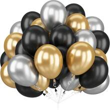 15/35/45pcs Black, Silver, Gold 10-Inch Latex Balloons, Suitable For Birthday, Wedding, Shower And Party Decorations - Durable Latex, Celebration Balloon Decor - 查看 1