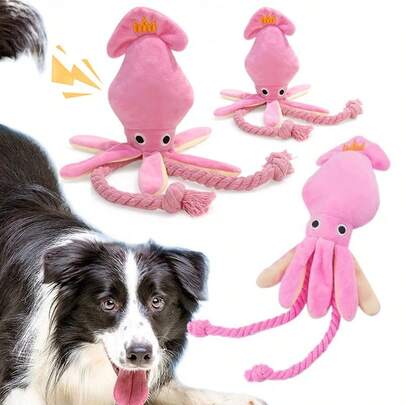 Cute Pink Small Dog Toy With Rope, Interactive Squeaky Chew Toy Suitable For Puppies And Cats, Plush Teething Toy, Ideal For Pet Spring Festival