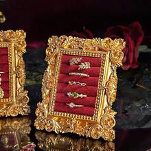 1pc New Vintage Resin Scroll Velvet Jewelry Organizer, Retro Frame Scroll Ring Tray, Necklace Earring Display Stand, Home Decor Art, Holiday Gift, Jewelry Tower, Earring Holder, Jewelry Storage, Classic Jewelry Prop, Vintage Design - Multicolor - View 11