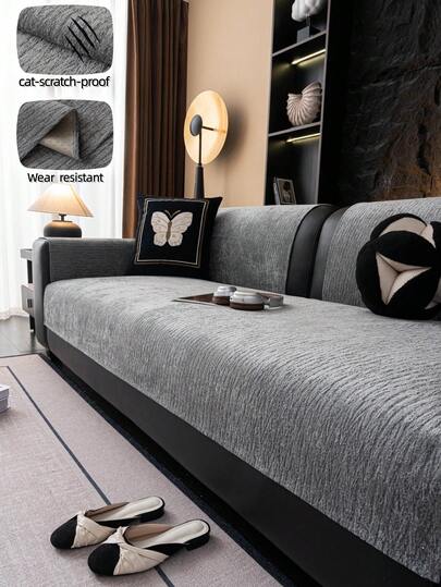 1 chiếc vỏ đệm sofa bằng vải chenille màu trơn, đệm ngồi sofa kiểu tối giản hiện đại, chống trượt, chống bụi, chống trầy xước, trang trí cho phòng ngủ, phòng khách, văn phòng, phòng học, ngoài trời, phù hợp cho mọi mùa.