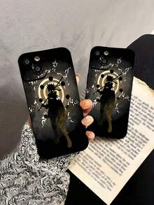 Silueta de  en forma de poder dorado y negro.funda de teléfono Fundas compatibles con ,Apple,VIVO,OPPO,,, y Honor.Fabricadas en silicona TPU,ofrecen protección contra golpes y caídas. - Negro - Ver 5