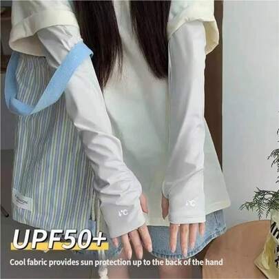 Unisex Outdoor Cycling Thin Sunscreen Ice Sleeves, Women Arm Sleeves Prevent UV, Ice Silk Sleeve
