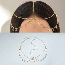 Fashion Coin Exaggerated Tassel Chain Headband Hair Accessory, Women's Metal Head Chain Hair Accessory, Suitable For Daily, Party, Gathering - Crystal Head Chain - View 9