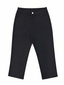 Sexy Women's Casual Elastic Skinny Slim Fit Capri Pants, Slimming Black Versatile Commuter Capri Pants, Y2K Style, Capri Pants, Spring & Summer - 黑色 - 查看 5