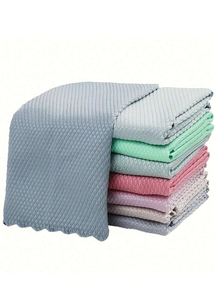 3/4/6 PCS Streak-Free Fish Scale Microfiber Cloths,Lint-Free Fish Scale Cleaning Cloths, Streak-Free Window & Glass Towels For Car, Cup, Kitchen Dish & Counter Cleaning, Multi-Purpose Absorbent Microfiber Cloths For Home & Daily Use - Multicolor Random - View 1
