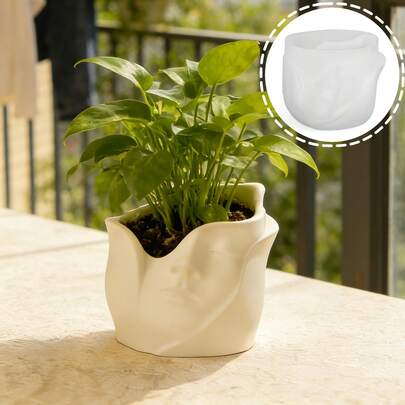 Khuôn silicon để làm chậu cây và đồ trang trí hình mặt người nghệ thuật, khuôn đúc chậu cây mọng nước, khuôn trang trí bằng nhựa thạch cao tự làm, cũng thích hợp để làm giá nến, hộp đựng đồ, hộp đựng bút và đồ trang trí, dễ dàng tháo khuôn, phù hợp cho những người đam mê làm khuôn silicon.