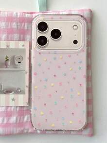 可爱雏菊春花亮片手机壳，兼容 17 Pro Max、17 Pro、17 Air、17、16、15、14、13、12 Pro Max、11，精致花卉图案防震软壳后盖 - 彩星星 - 查看 3