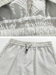 Quần short nam dáng suông, có dây rút, màu trơn, kiểu dáng rộng rãi, thoải mái, thích hợp mặc hàng ngày vào mùa hè hoặc chơi thể thao. - trắng - Xem 4