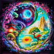 1 Set Yin Yang Wonderland Semi-Finished Cross Stitch Kit, DIY Needlework Materials, 11CT Printed Cross Stitch Decor Painting, Creative Handmade Gift, Full Home Decor Craft Set, Frame Not Included - Yin Yang Wonderland - View 12