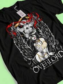 Overlord T-Shirt Ainz Ooal Gown Shirt Albedo Shalltear Bloodfallen Tshirt Anime-1 - 黑色 - 查看 1