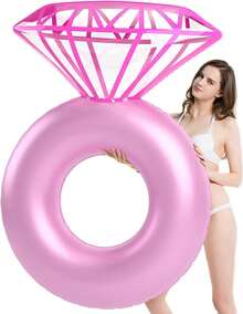 Inflatable Diamond Ring Pool Float - Pool Party Swim Ring, Pool Party Decoration Prop, Inflatable Water Float, Engagement Ring Party Float Stagette Decorations Swimming Tube Outdoor Water Lounge For Adults - Multicolor - View 4