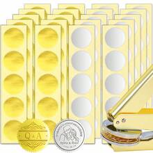 20Sheets 45mm Round Scalloped Edge Embossed Seal Stickers DIY Golden & Silvery Certificates Seals For Wedding Invitations, Documents & Envelopes - 20pcs - View 1