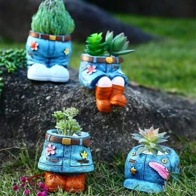 1pc New Denim Vertical Planter, Creative Planter, Gorgeous Planter, Indoor Outdoor Home Decor Garden Patio