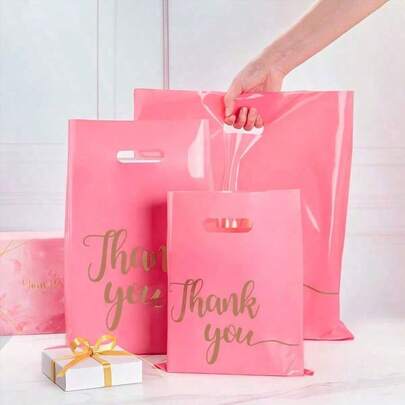 20 chiếc/50 chiếc/100 chiếc Túi quà màu hồng "Cảm ơn", thích hợp cho đám cưới, sinh nhật, tiệc tùng, đóng gói quần áo, cửa hàng thời trang, bán lẻ, túi quà tặng, doanh nghiệp nhỏ, túi mua sắm màu trắng đen, túi xách tay, túi đựng đồ, ngày lễ, Giáng sinh, Ngày của Mẹ, quà tặng phù dâu, quà tốt nghiệp, quà sinh nhật, quà cưới, quà tựu trường.