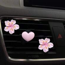 Bộ 6 kẹp gắn cửa gió điều hòa ô tô hình hoa anh đào và trái tim, dùng để khuếch tán hương thơm, trang trí nơ, không mùi, màu hồng nữ tính, thích hợp làm quà tặng. - Bộ màu hồng - Xem 8