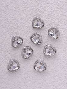 8pcs/Pack Multi-Color Metal Rhinestone Heart Shaped Small Buttons, DIY Fashion Decorative Accessories For Sweater, Coat, Shirt, Jacket, Suit, Scarf, Gift Box, Shoes, Hat, 1.2cm - Multicolor - View 13