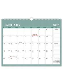 1 Lịch treo tường 2026, gáy xoắn, khổ lớn, chất lượng cao, kiểu dáng Ins, thích hợp cho gia đình/văn phòng/học sinh, lịch tiếng Anh bán chạy, lịch đếm ngược tối giản sáng tạo treo tường/để bàn. - Nhiều màu - Xem 10